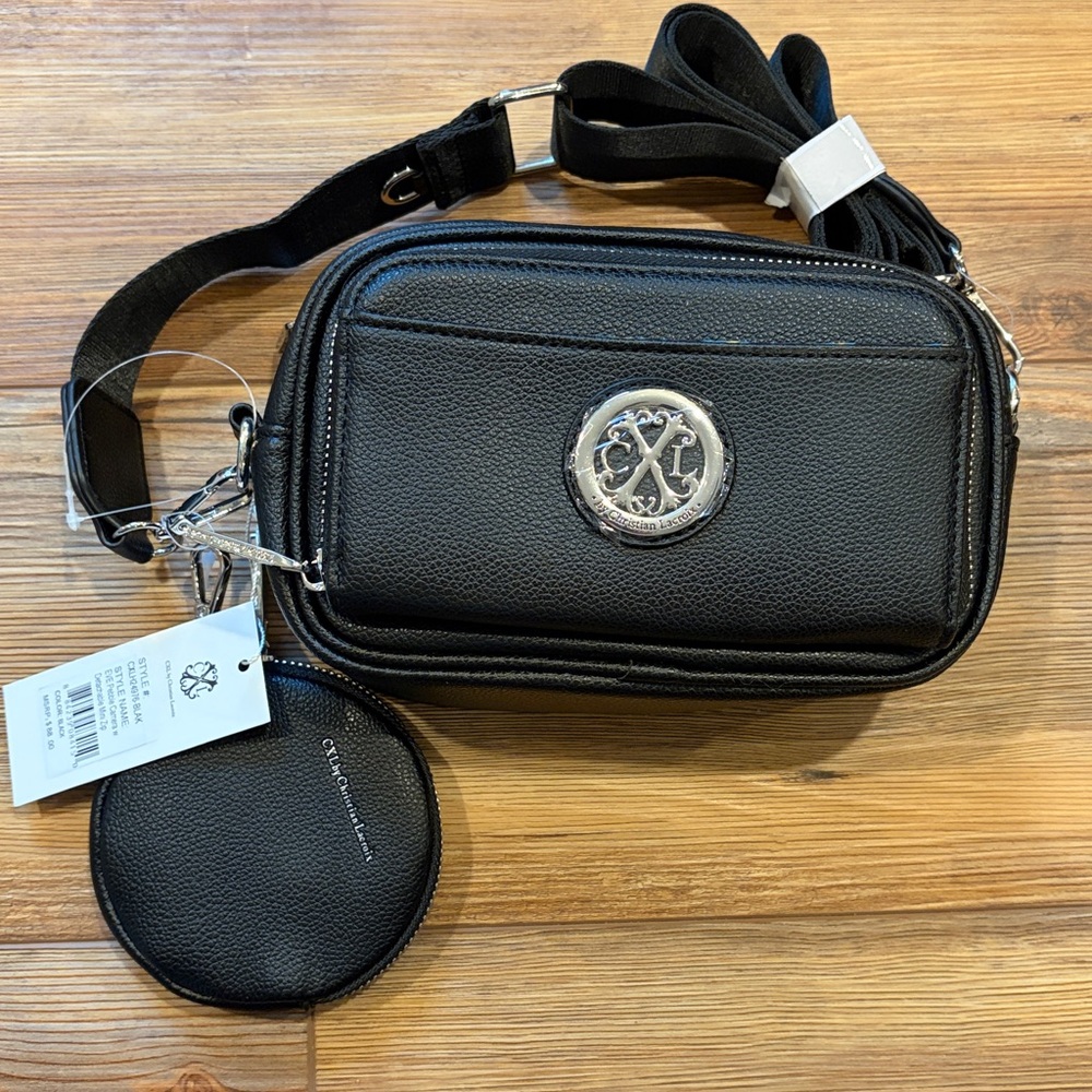 CXL by Christian Lacroix Eve Black Pebble Camera Bag w/Mini Zip Crossbody NWT